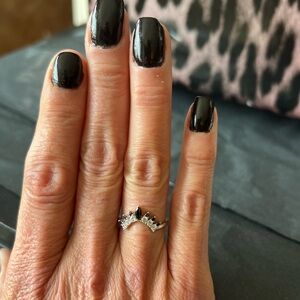 🖤🖤NWOT- STUNNING STERLING SILVER  BLACK & WHITE CZ HALO RING ENHANCER 🖤🖤SZ 7